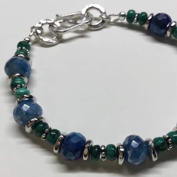 NEW! 🌹Mystic Blue Moonstone/Malachite Bracelet - Picture 3 of 4
